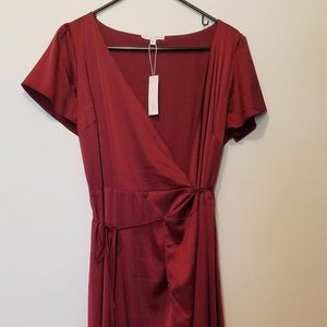 Baltic Born Krystal Satin Wrap Gown - Wine Red (Medium)